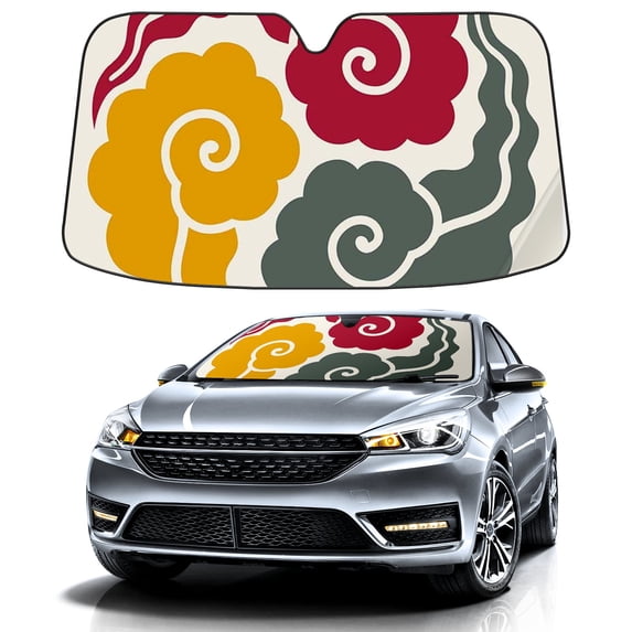 Car Windshield Sun Shade For Front Window Printing Foldable Vehicle Windshield Car Sun Visor Covers Automotive Window Protector Car Camping Privacy Sun Blocker