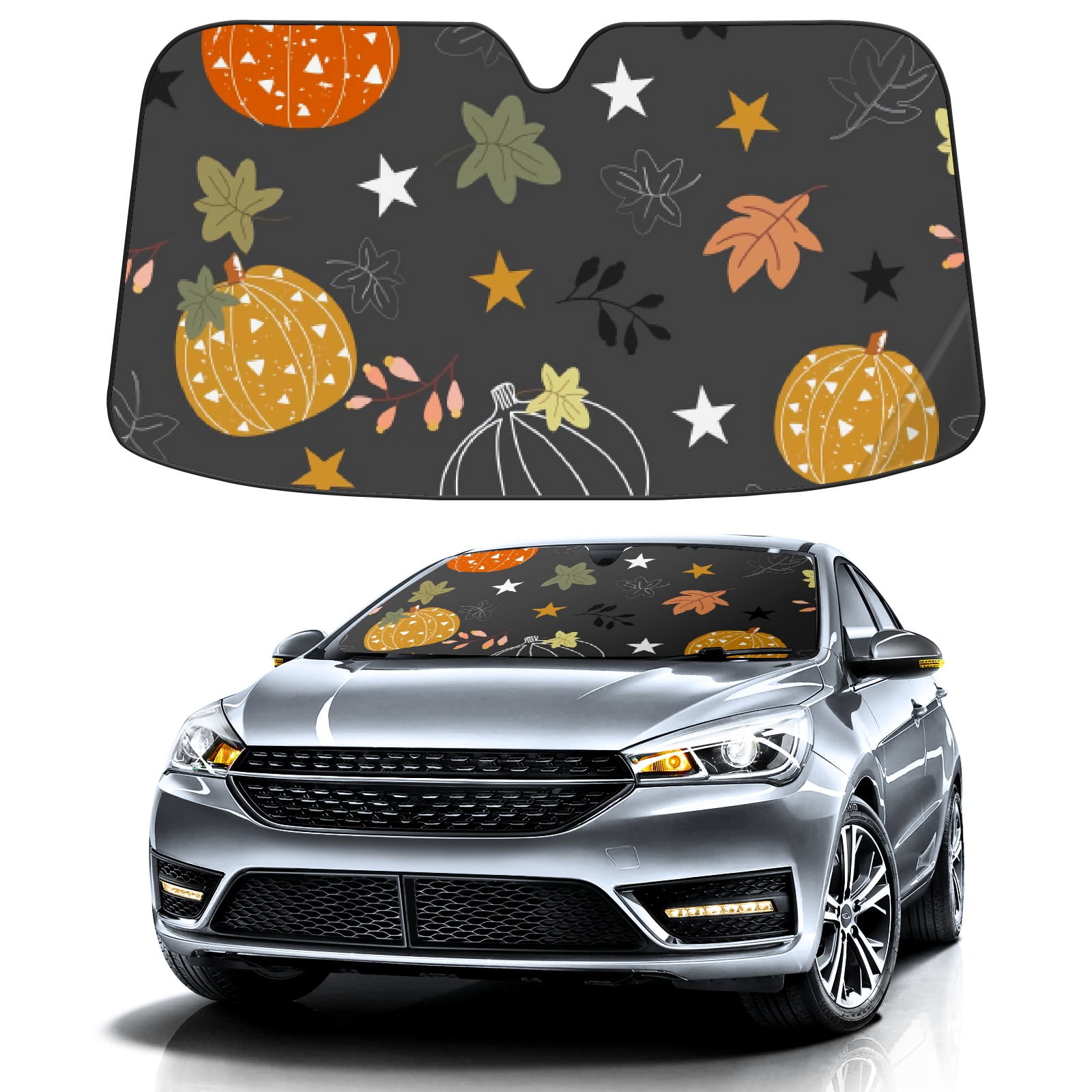 Car Windshield Sun Shade For Front Window Pumpkin With A Dark Gray Foldable Vehicle Windshield Car Sun Visor Covers Automotive Window Protector Car Camping Privacy Sun Blocker Walmart Business Supplie...