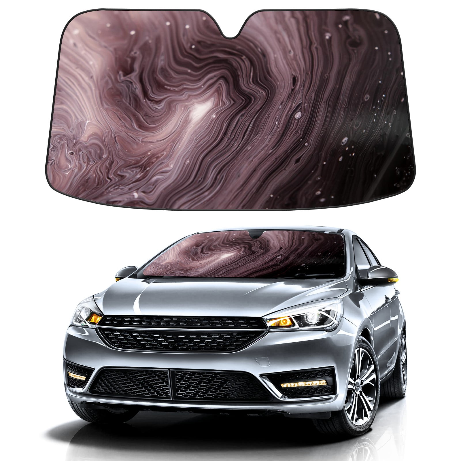 Car Windshield Sun Shade for Front Window Black Pink Starry Sky