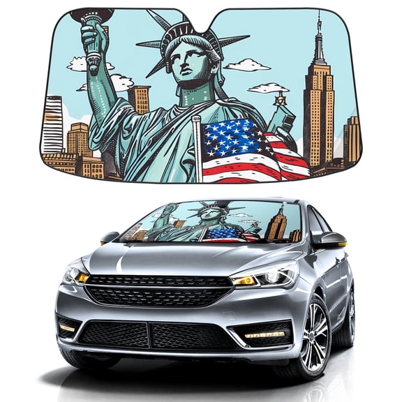 Car Windshield Sun Shade Funny for Car Front Window Americ (2) (1) Foldable Car Sunshade Windshield | Vehicle Car Sun Visor UV Rays &Heat Blocker Covers Auto Window Protector