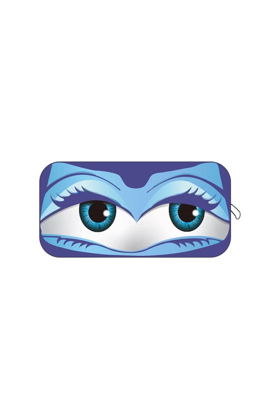 Car Windshield Sun Shade, Funny Cartoon Eyes Sun Visor for Car Windshield Universal Fits Sedan Compact Car, Uv Heat Protection 59*27In Blue