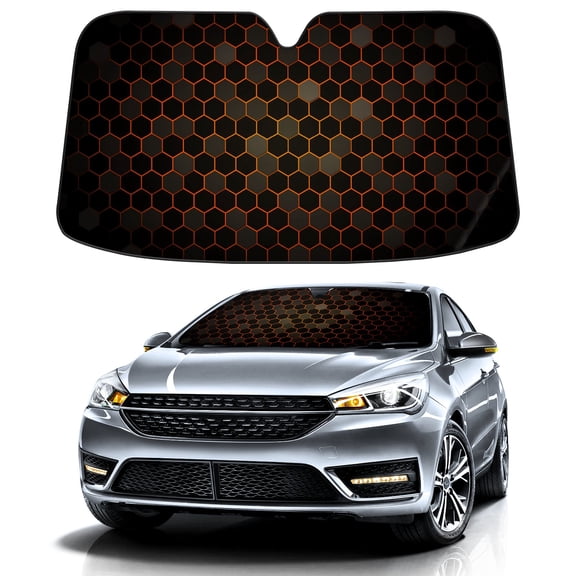 Car Windshield Sun Shade Funny for Car Front Window Bee Honeycomb Hexagon Geometry Foldable Car Sunshade Windshield | Vehicle Car Sun Visor UV Rays &Heat Blocker Covers Auto Window Protector