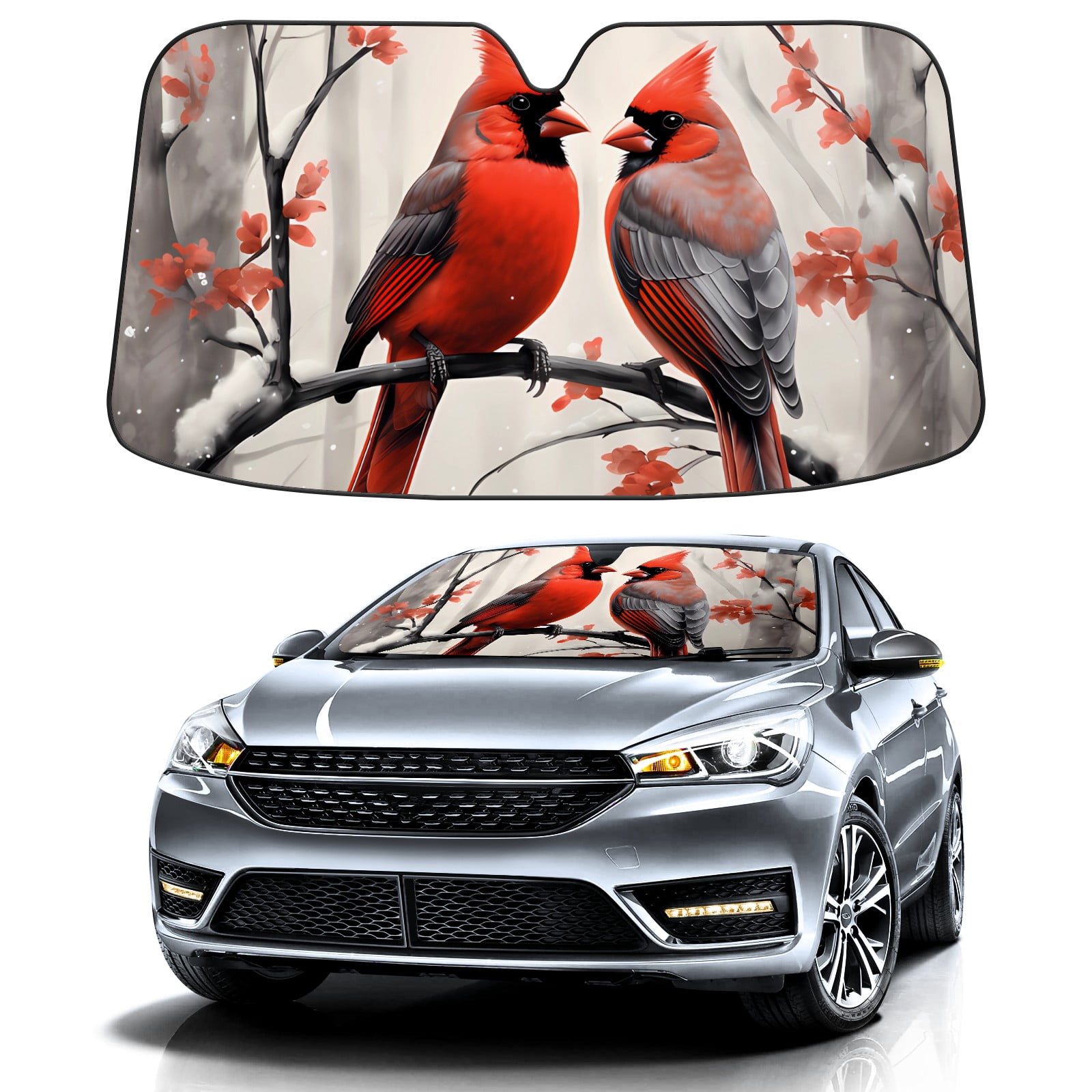 Car Windshield Sun Shade Funny for Car Front Window Cardinal 5 (1 ...