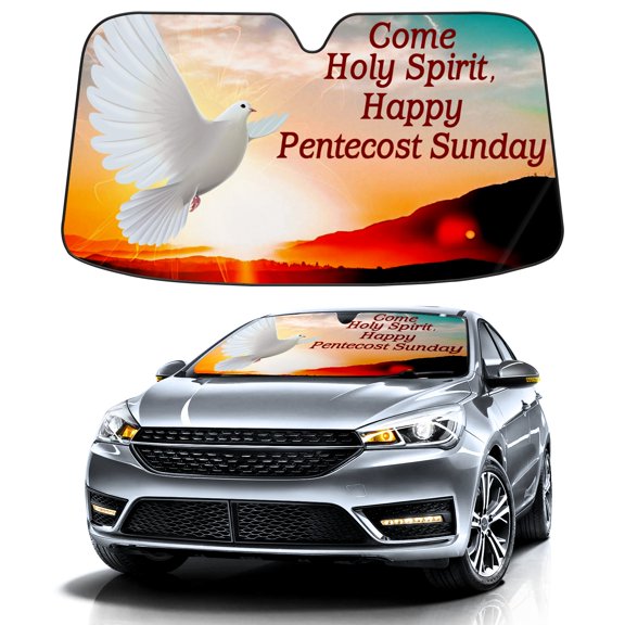 Car Windshield Sun Shade Funny for Car Front Window Pentecost Sunday(2) Foldable Car Sunshade Windshield | Vehicle Car Sun Visor UV Rays &Heat Blocker Covers Auto Window Protector