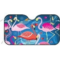 thumbnail image 1 of Car Windshield Sun Shade Hello Welcome Tropical Flamingo Floral Heart Love Valentines Sun Visor Protector Foldable Cover For Car Truck SUV Van Women Men 51x27.5inch Keep Vehicle Cool, 1 of 5