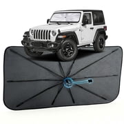 Car Windshield Sun Shade for Jeep Wrangler 2018-2026  [Reflective Coated Fabric] Sunshade Umbrella for Front Window, Car Shades Sun Visor Keep Car Cool and Protects Interior, 11 Exact Fit