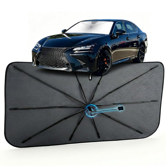 Car Windshield Sun Shade for Lexus GS 2013-2020 Reflective Coated Fabric Sunshade Umbrella for Front Window, UV Protection Heat Shield Sun Blocker Heat Reflector, 1:1 Exact Fit Keep Car Cool