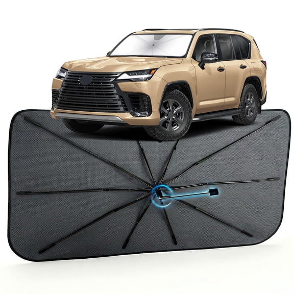 Car Windshield Sun Shade for Lexus LX 2008-2026 Reflective Coated Fabric Sunshade Umbrella for Front Window, UV Protection Heat Shield Sun Blocker Heat Reflector, 1:1 Exact Fit Keep Car Cool