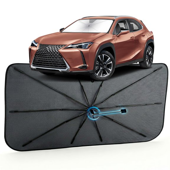 Car Windshield Sun Shade for Lexus UX 2019-2026 Reflective Coated Fabric Sunshade Umbrella for Front Window, UV Protection Heat Shield Sun Blocker Heat Reflector, 1:1 Exact Fit Keep Car Cool