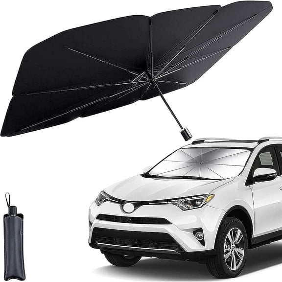 Car Windshield Sun Shade Protector- Foldable Car Shades for Windows, 3 Layers UV Block Umbrella, Front Window Heat Insulation Car Accessories for SUV, Hatchback, Sedan (Medium Size)