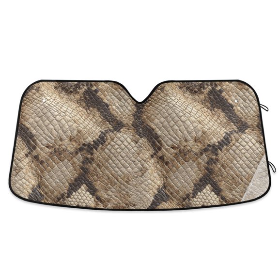 Car Windshield Sun Shade Python Skin Reflective Heat UV Blocker Foldable with Suction Cups Universal Fit for Sedan SUV Truck