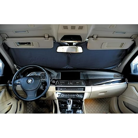 Car Windshield Sun Shade Reflective Sunshade, Keep Car Interior Cool Foldable Sun Shield for Sun Heat and UV Protection, Fit for Cars Sedan (59 inch L. x 31 inch W.),Color Navy