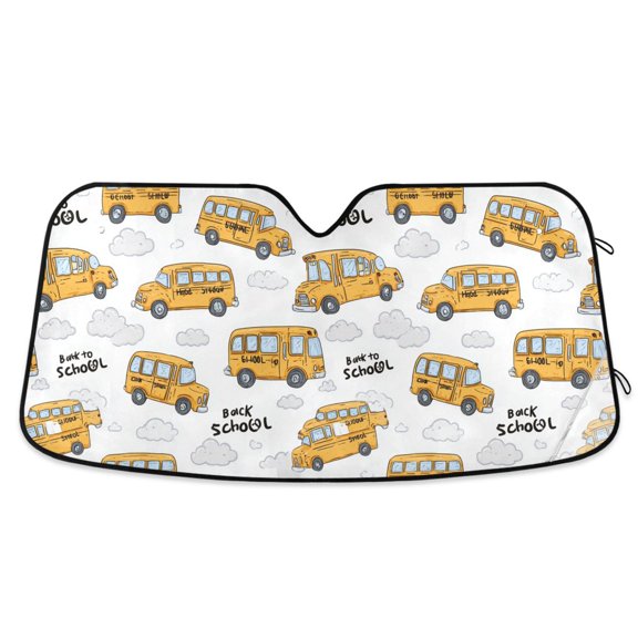 Car Windshield Sun Shade School Bus Reflective Heat UV Blocker Foldable with Suction Cups Universal Fit for Sedan SUV Truck