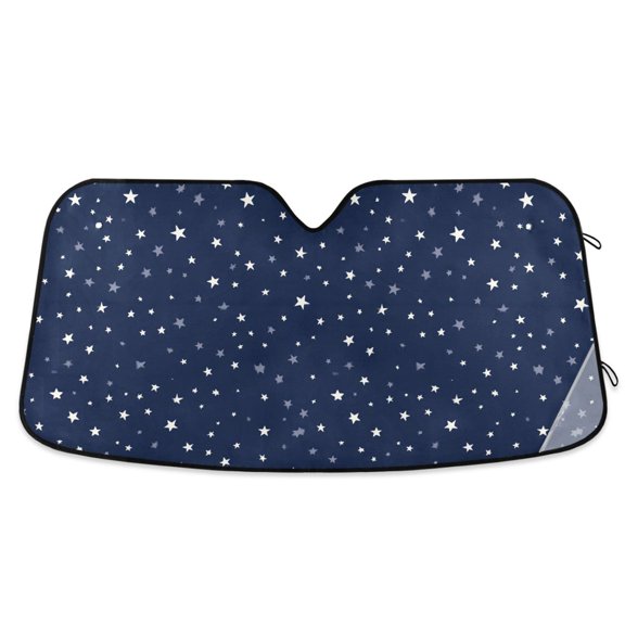 Car Windshield Sun Shade Stars on A Dark Blue Reflective Heat UV Blocker Foldable with Suction Cups Universal Fit for Sedan SUV Truck