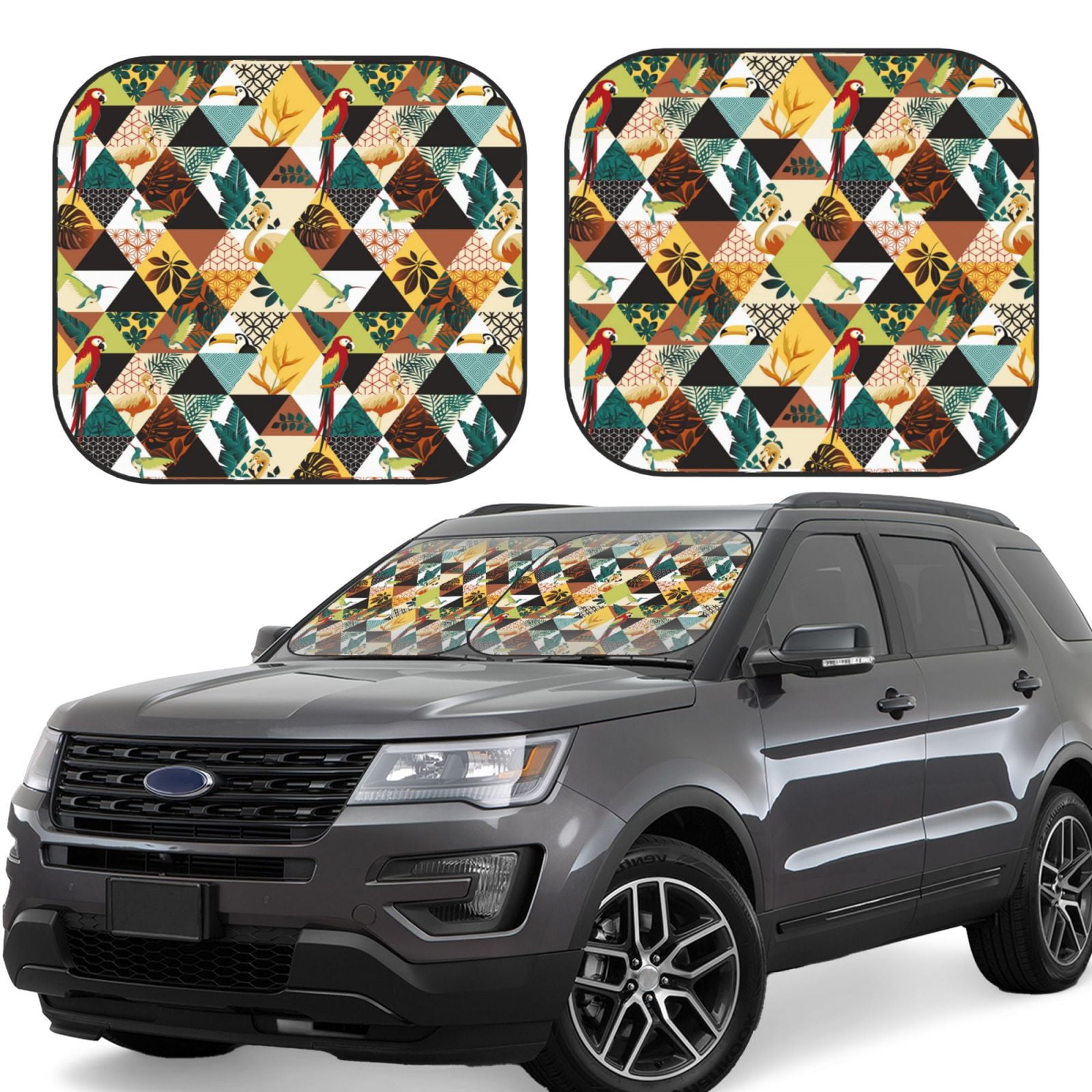 Flamingo Stripe Hawaiian Tropical Pattern Print Car Sun Shade main image 1