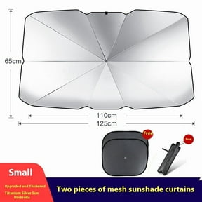 Car Windshield Sun Shade Umbrella Compatible with Compact Automobile Hatchback Most Vehicles Car Front Window Sunshade Cover, 49.2 * 25.6INCH, Silver+ 2* Side Window Sunshades