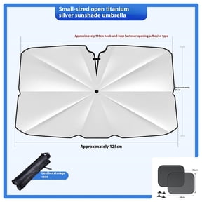 Car Windshield Sun Shade Umbrella Compatible with Compact Automobile Hatchback Most Vehicles Car Front Window Sunshade Cover, 49.2 * 25.6INCH, Silver+2* Side Window Sunshades