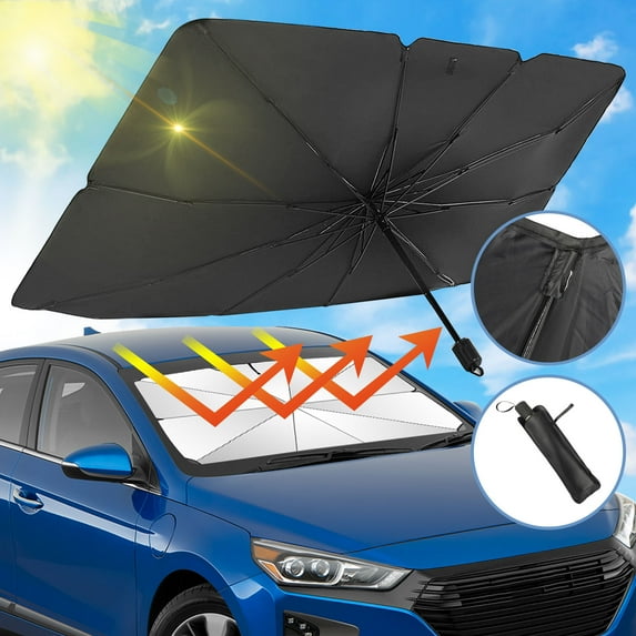 Car Windshield Sun Shade Umbrella Foldable Car Umbrella Sunshade Cover UV Block Car Front Window, Protect Vehicle from UV Sun and Heat,Windshield Sun Shade, 52 inch