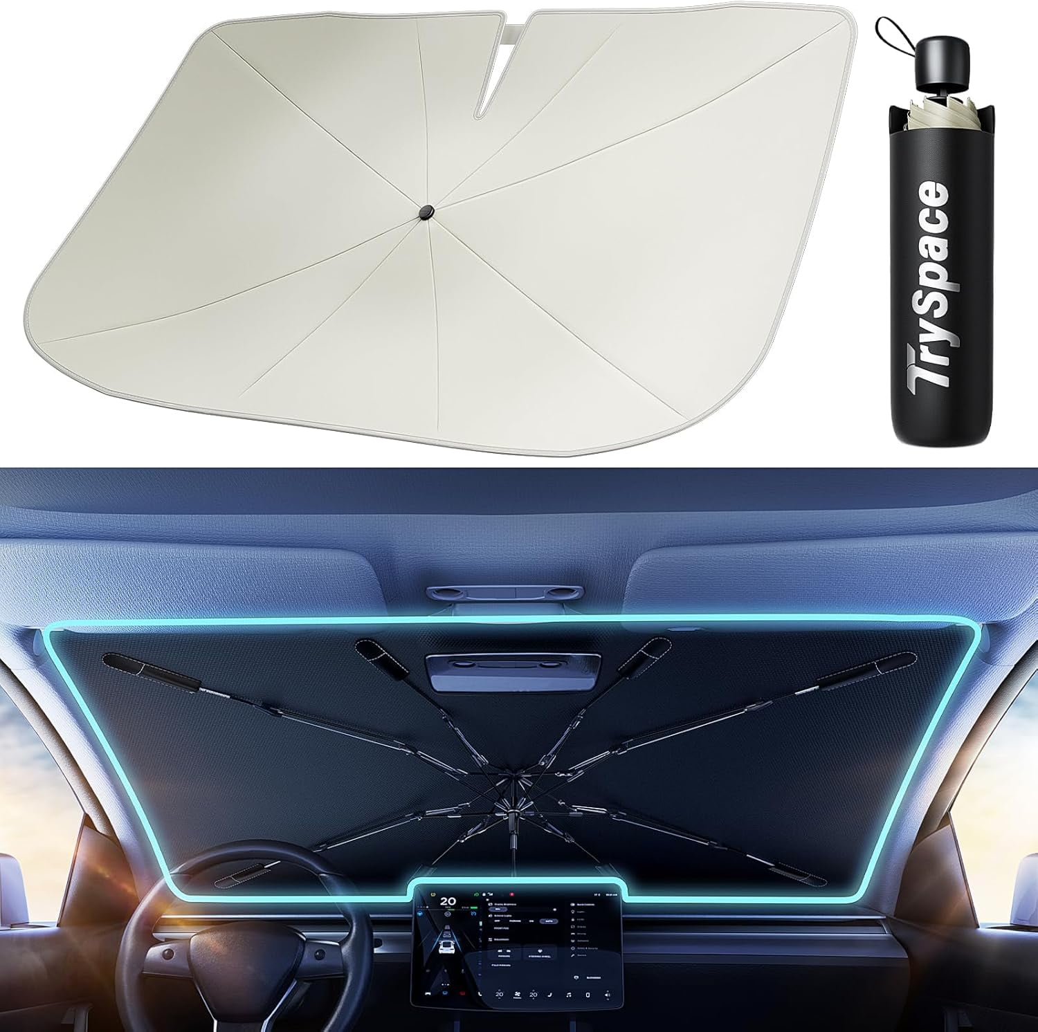 Car Windshield Sun Shade Umbrella - [Nanoparticles Coatings] Protect ...