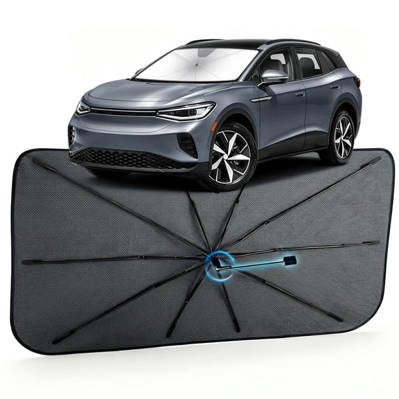 Car Windshield Sun Shade for Volkswagen ID.4 2021-2026 Reflective Coated Fabric Sunshade Umbrella for Front Window, UV Protection Heat Shield Sun Blocker Heat Reflector, 1:1 Exact Fit Keep Car Cool