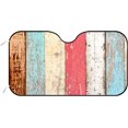 thumbnail image 1 of Car Windshield Sun Shade Wood Board Texture Wooden Plank Red Orange Blue Colorful Sun Visor Protector Foldable Cover For Car Truck SUV Van Women Men 51x27.5inch Keep Vehicle Cool, 1 of 5