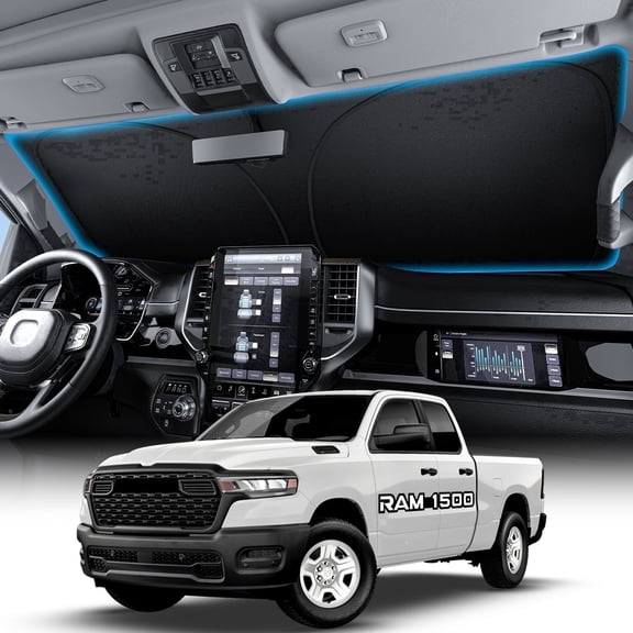 Witem Windshield Sun Shade for Dodge RAM 1500 (2019-2026), Custom Fit 100% Coverage, Blocks Sunlight & Reflects Heat, Keeps Your Car Cooler & Protected