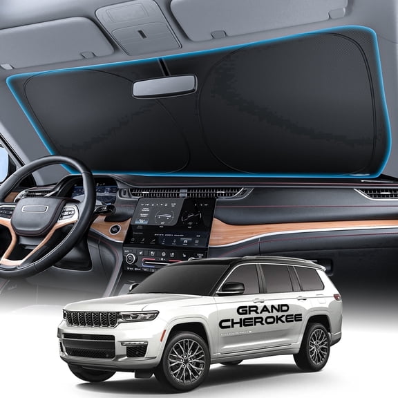 Witem Windshield Sun Shade for Jeep Grand Cherokee (2022-2026), Custom Fit 100% Coverage, Blocks Sunlight & Reflects Heat, Keeps Your Car Cooler & Protected