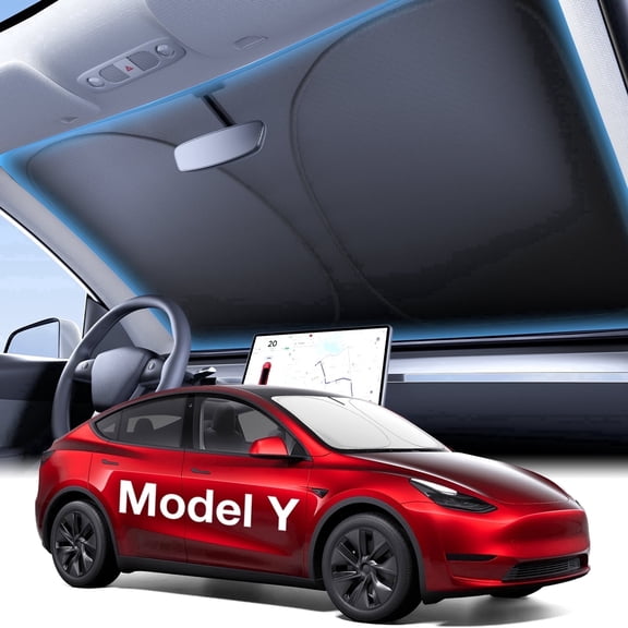 Witem Windshield Sun Shade for Tesla Model Y/YL 2019-2026, Custom Fit 100% Coverage, Blocks Sunlight & Reflects Heat, Keeps Your Car Cooler & Protected
