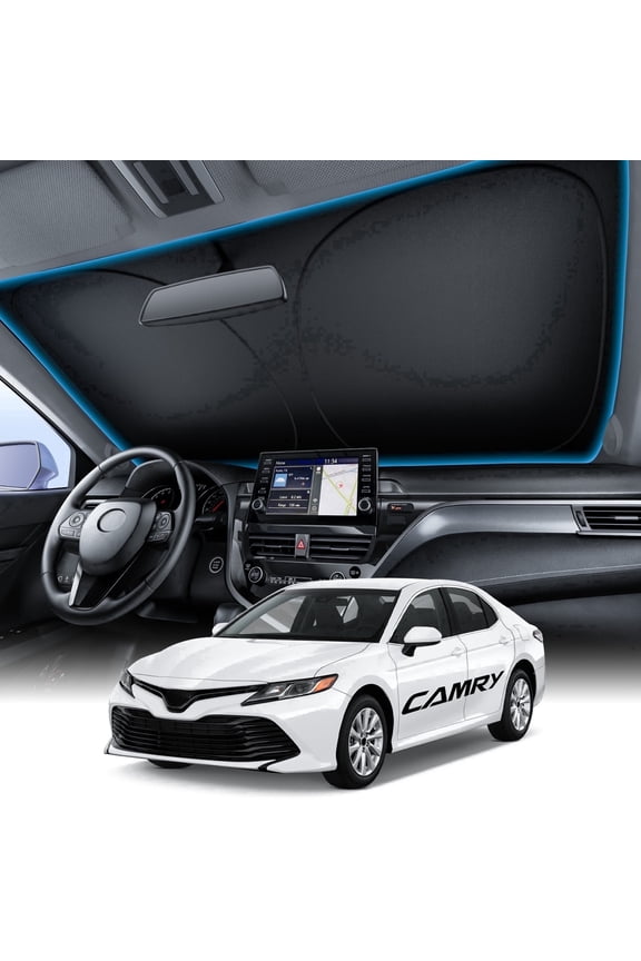 Windshield Sun Shade for Toyota Camry (2018-2026), Custom Fit 100% Coverage, Blocks Sunlight & Reflects Heat, Keeps Your Car Cooler & Protected