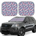 Car Windshield Sun Shade white flower Skull blue Foldable Car Sun