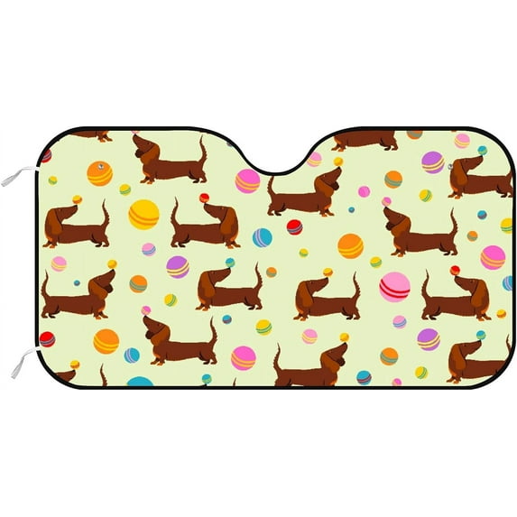 Car Windshield Sunshade Blocks Cartoon Dachshund Dogs Sun Visor Protector Foldable Sun Shield For Vehicle Car Truck SUV Van 55x27.5 inches Keep Vehicle Cool