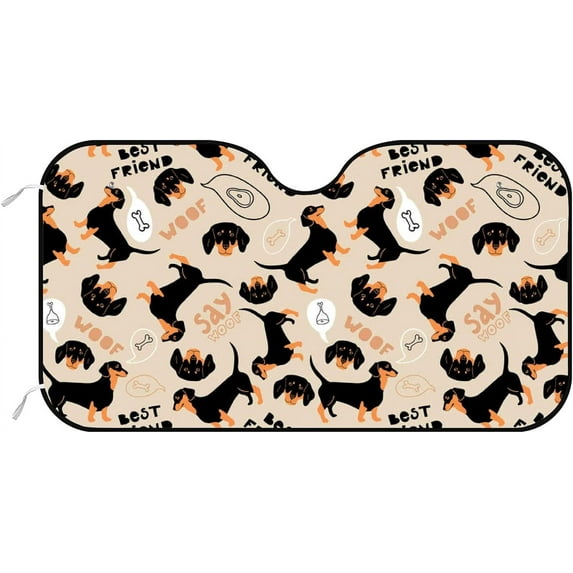 Car Windshield Sunshade Blocks Dachshund Cute Dog Sun Visor Protector Foldable Sun Shield For Vehicle Car Truck SUV Van 55x27.5 inches Keep Vehicle Cool
