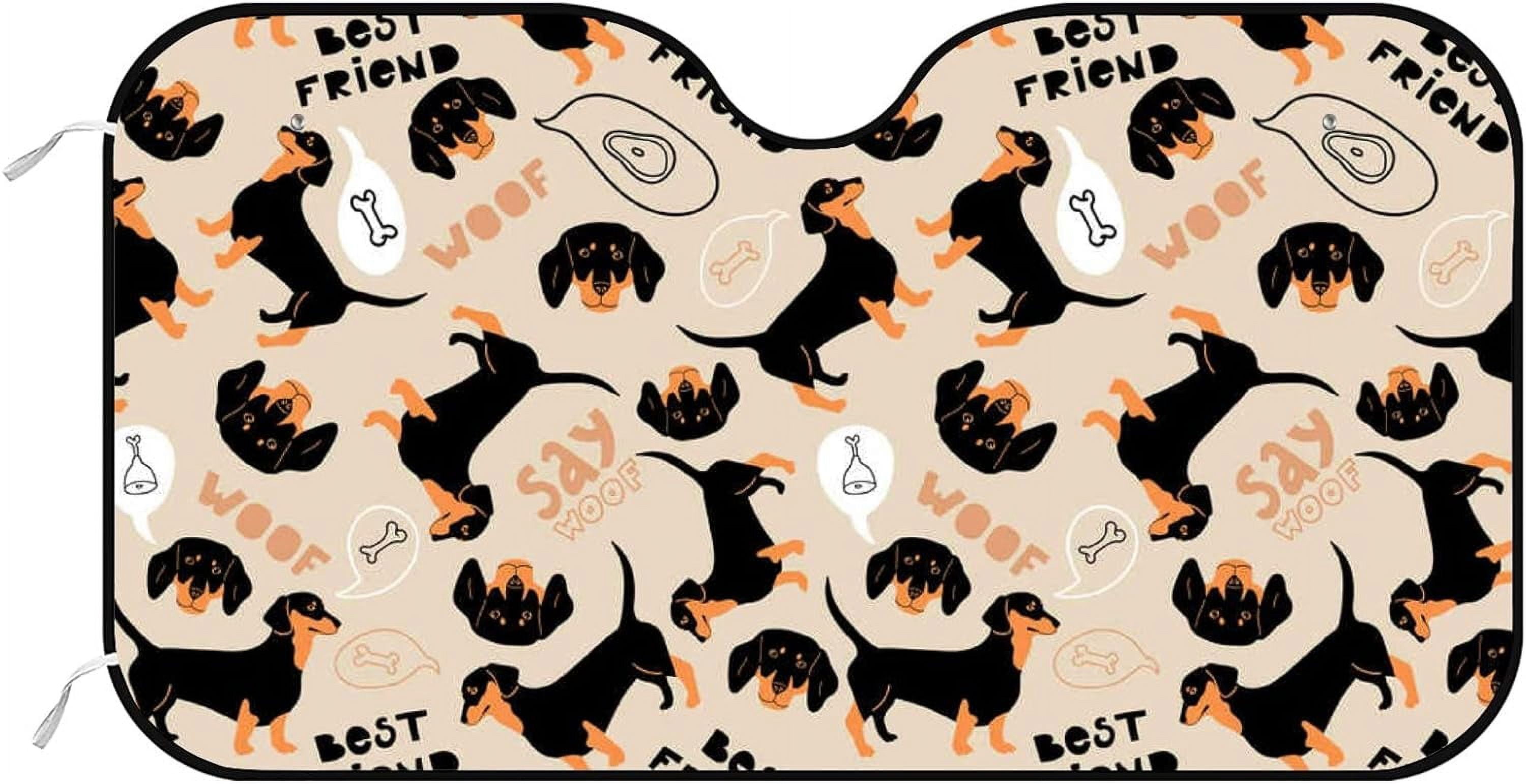 Car Windshield Sunshade Blocks Dachshund Cute Dog Sun Visor Protector