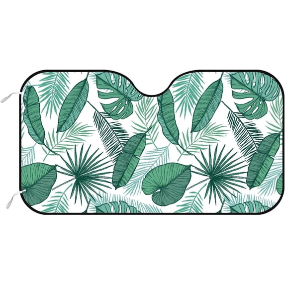 Car Windshield Sunshade Blocks Palm Leaves Tropical Sun Visor Protector Foldable Sun Shield For Vehicle Car Truck SUV Van 55x27.5 inches Keep Vehicle Cool