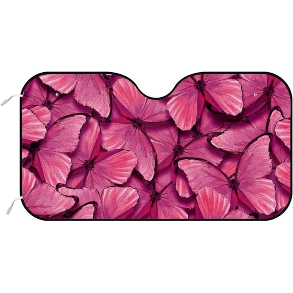 Car Windshield Sunshade Blocks Sun Visor Protector Bright Pink Butterflies Foldable Sun Shield For Vehicle Car Truck SUV Van 51x27.5 inches Keep Vehicle Cool