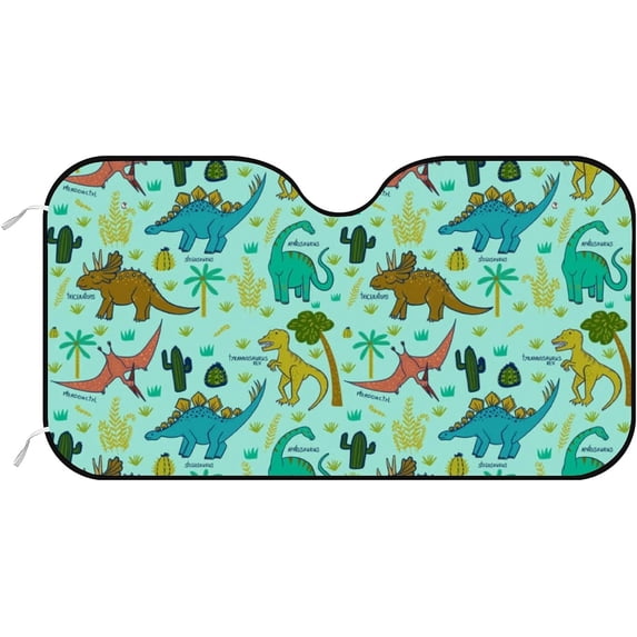 Car Windshield Sunshade Blocks Sun Visor Protector Dinosaurs Trees and Fern Foldable Sun Shield For Vehicle Car Truck SUV Van 51x27.5 Inch Keep Vehicle Cool