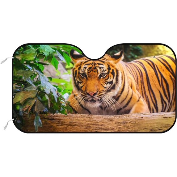 Car Windshield Sunshade Blocks Sun Visor Protector Tiger Animal Foldable Sun Shield For Vehicle Car Truck SUV Van 51x27.5 inches Keep Vehicle Cool