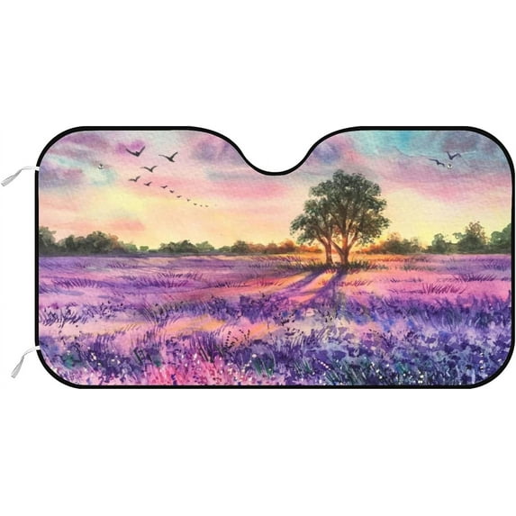 Car Windshield Sunshade Blocks Sun Visor Protector Watercolor Lavender Violet Foldable Sun Shield For Vehicle Car Truck SUV Van 51x27.5 inches Keep Vehicle Cool