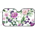 thumbnail image 1 of Car Windshield Sunshade Blocks Sun Visor Protector Watercolor Pink Flowers Purple Berries Foldable Sun Shield For Vehicle Car Truck SUV Van 51x27.5 Inch Keep Vehicle Cool, 1 of 6