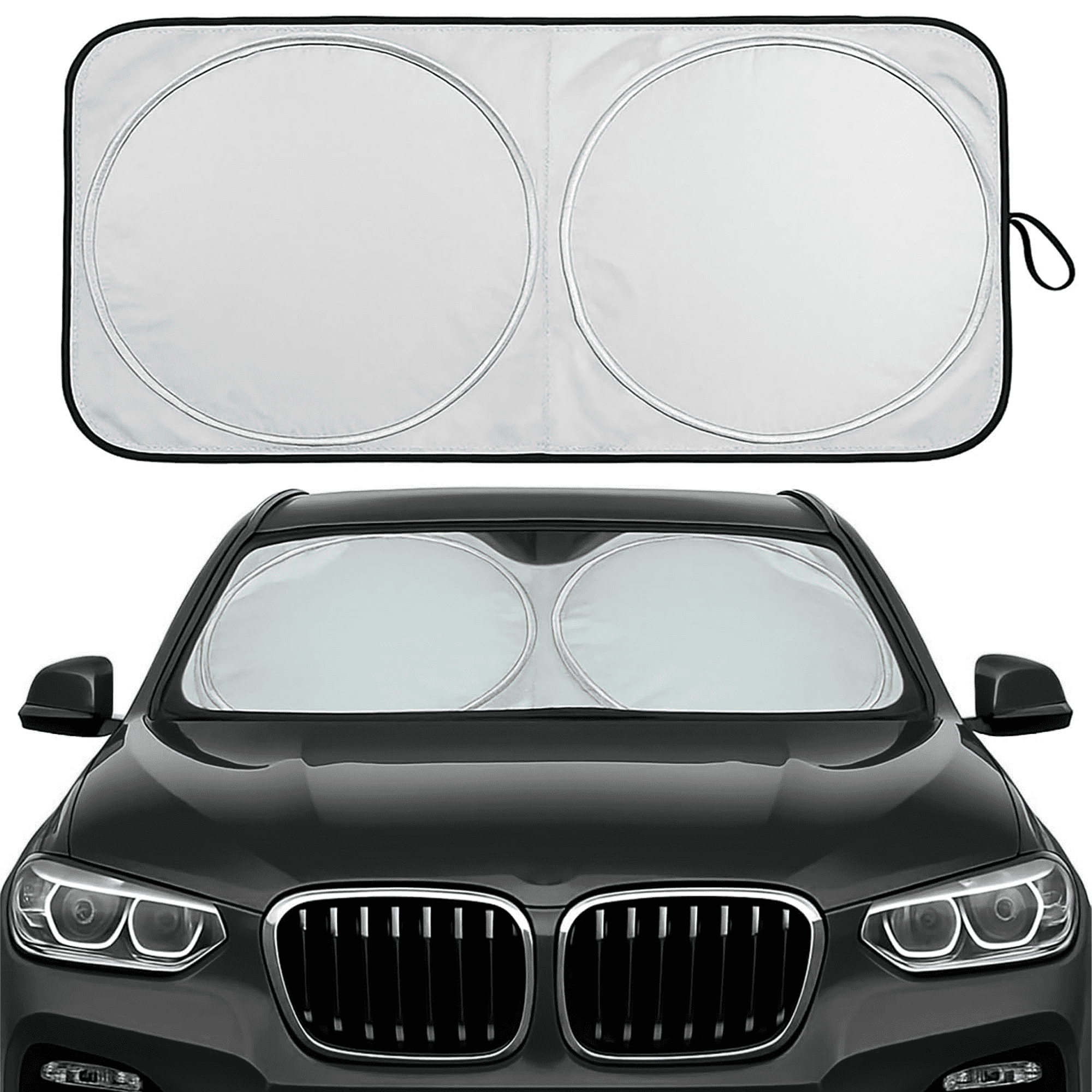 Car Windshield Sunshade, Car Window Shades for Front Windshield, Foldable Car Accessories for Most Vehicles, Small Sedans, Mini SUVs, Hatchbacks, 62.99" x 33.46"