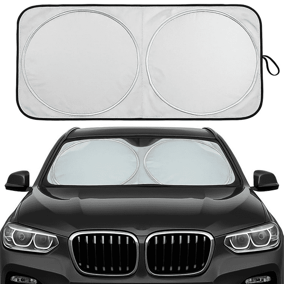 Car Windshield Sunshade, Car Window Shades for Front Windshield, Foldable Car Accessories for Most Vehicles, Small Sedans, Mini SUVs, Hatchbacks, 62.99" x 33.46"