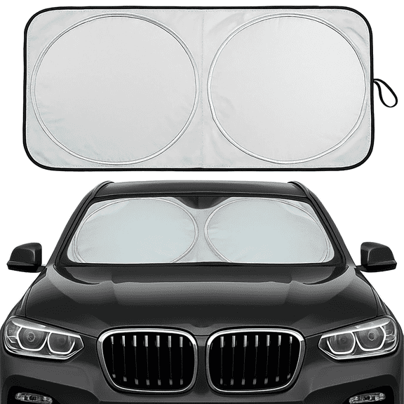 Windshield Sun Shade, Car Window Shades for Front Windshield, Foldable Car Accessories for Most Vehicles, Small Sedans, Mini SUVs, Hatchbacks, 62.99" x 33.46"