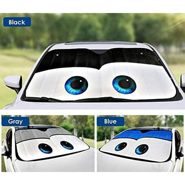 Car Windshield Sunshade Cartoon Eyes Front Auto Sun Shield Shade Visor Vehicle Accessories Black