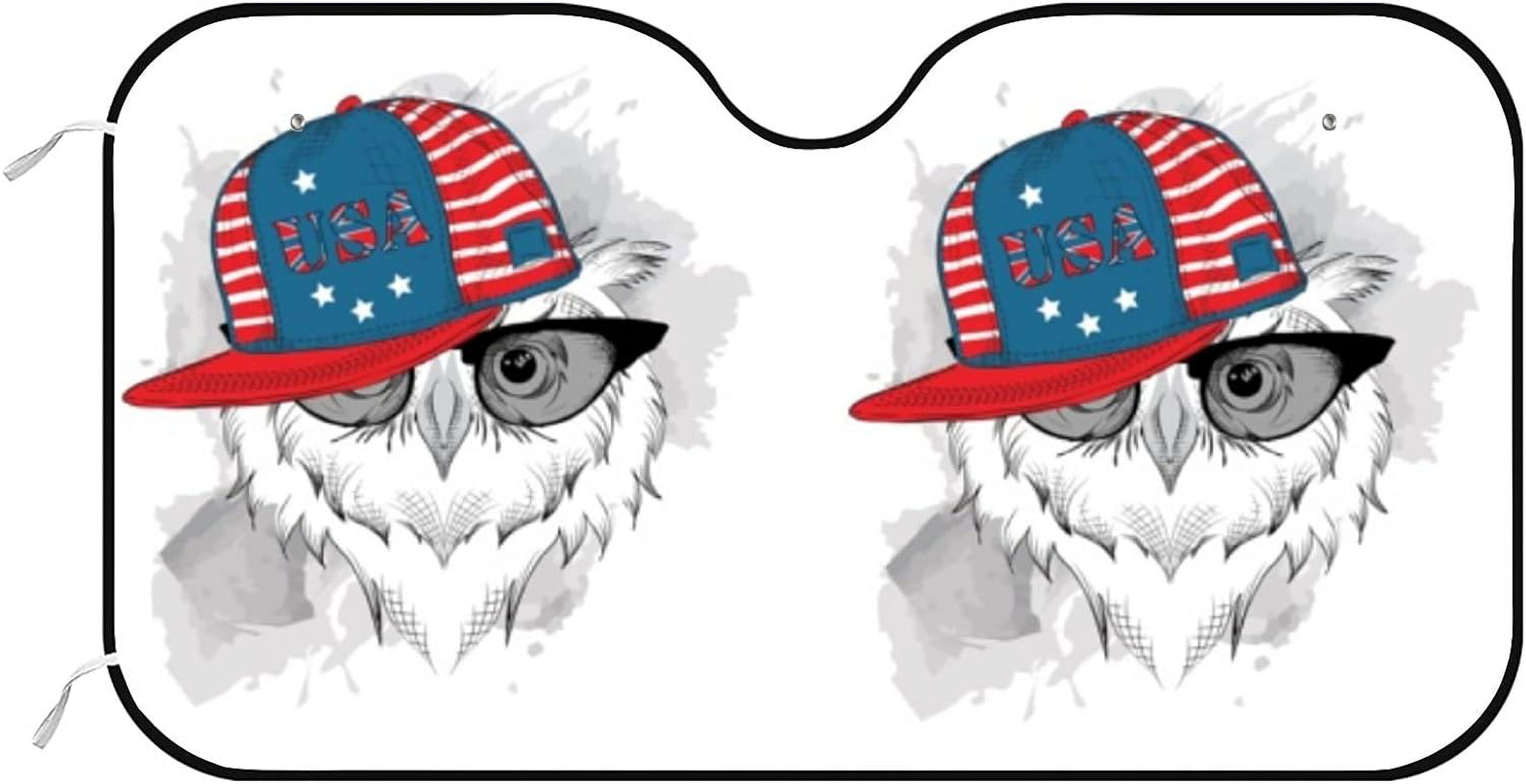 Car Windshield Sunshade Cute Owls Vintage American Independence