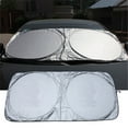 thumbnail image 1 of Car Windshield Sunshade Double-Ring Reflective Cloth Coated | Folding Portable Heat Insulation | Full-Window Coverage | UV Protection | 150x70cm | With Storage Bag, 1 of 7