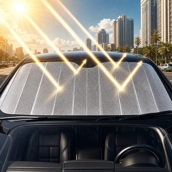 Car Windshield Sunshade, Foldable Reflective Aluminum Foil Windshield Sun Shade, 52" x 24" Front Window Sun Protector Cover, Universal for Most Cars, SUVs, Trucks (Silver)