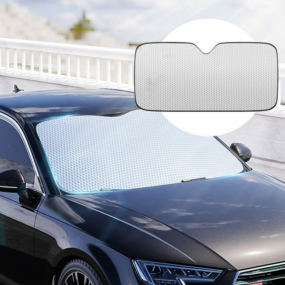 Car Windshield Sunshade, Foldable Reflective Sun Visor, Front Window Sun Protector Cover, Universal for Auto SUVs UV Rays and Sun Heat Interior Protector (51.1In x 23.6In)