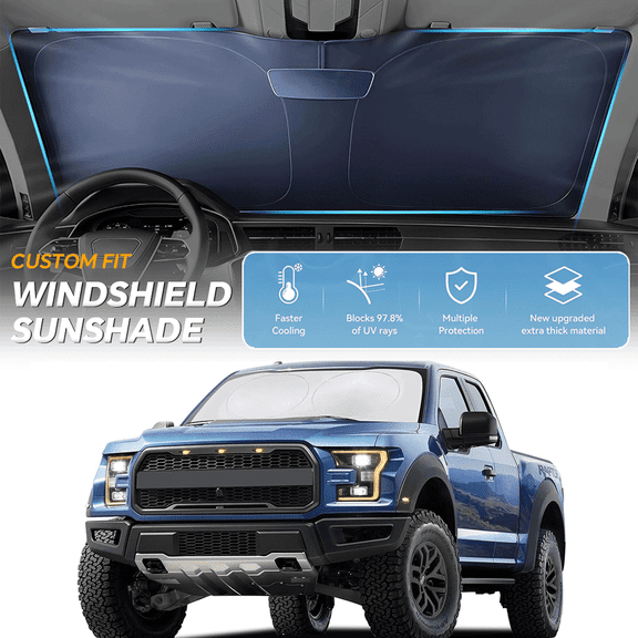 Car Windshield Sunshade -HEKAPAS Sunshade 300T Polyester Material Cars Sun Visor Reflector Blocks UV Rays Foldable Sunshade Interior Protection Car  Accessories - Large (68 x 35 in)