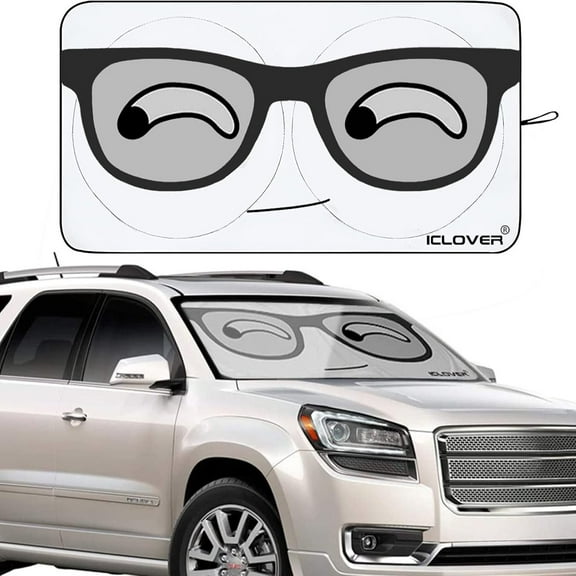 Car Windshield Sunshade with Pet Design, Cute Cartoon Design Front Auto Car Windshield Sun Shade Folding Silvering Sun Visor - UV Coating for UV Ray Deflector (Big Eyes)