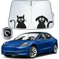 thumbnail image 1 of Car Windshield Sunshade with Pet Design for Tesla Model 3/Y, IC ICLOVER 240T Polyester Shield Front Auto Car Sun Shade Folding Silvering Sun Visor - UV Coating for UV Ray Deflector, 1 of 8